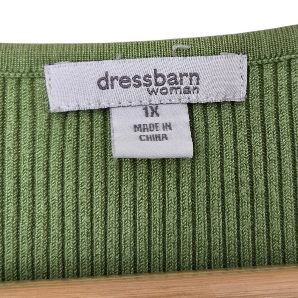 dressbarn Olive Green Short Sleeve Blouse Size 1X - Picture 2 of 4